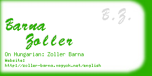 barna zoller business card